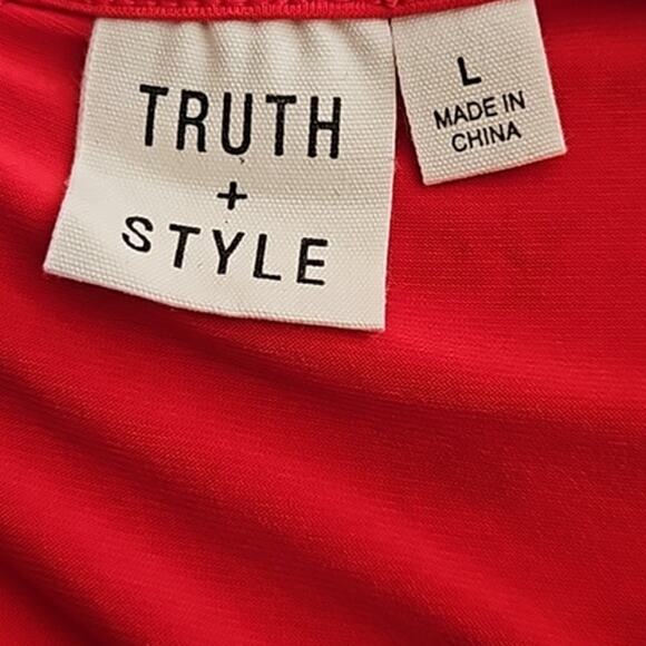 Truth + Style Regular Mix Media Chiffon Midi Dress - Women's Large, Red/Grey - Picture 9 of 9